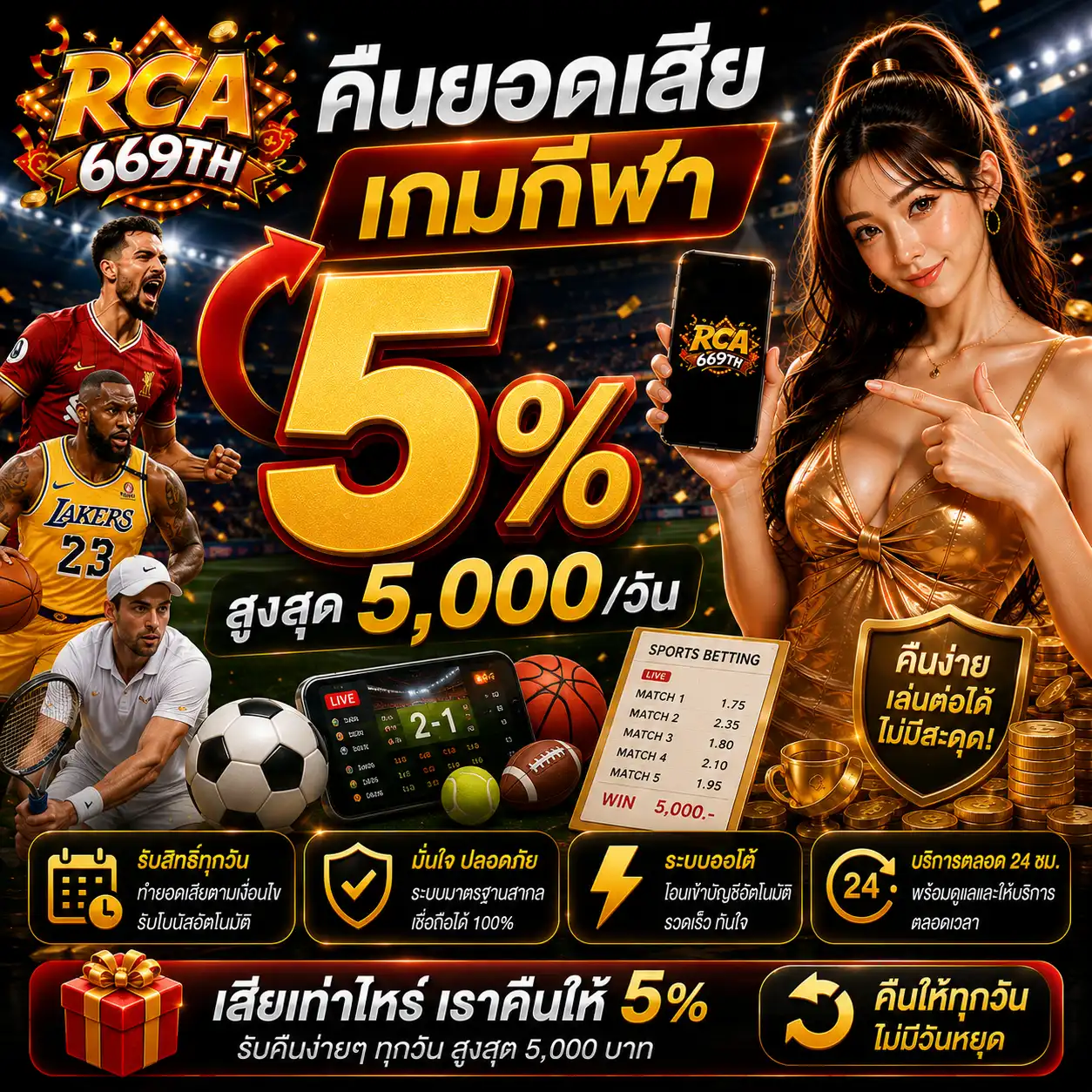โปรโมชั่น คืนยอดเสียกีฬา - rca669